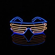 Lerway Black Frame Neon El Wire LED Lighting Up Slotted Shutter Glasses Eyeglasses Eyewear + Standard Control Box, for Music Concert Live, Stage Performance Show,Crazy Wild Party